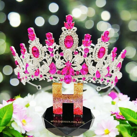 Fuchsia Gemstone Crown, Silver bridal crown, Floral crown, Goddess crown, *RARE* main image 4